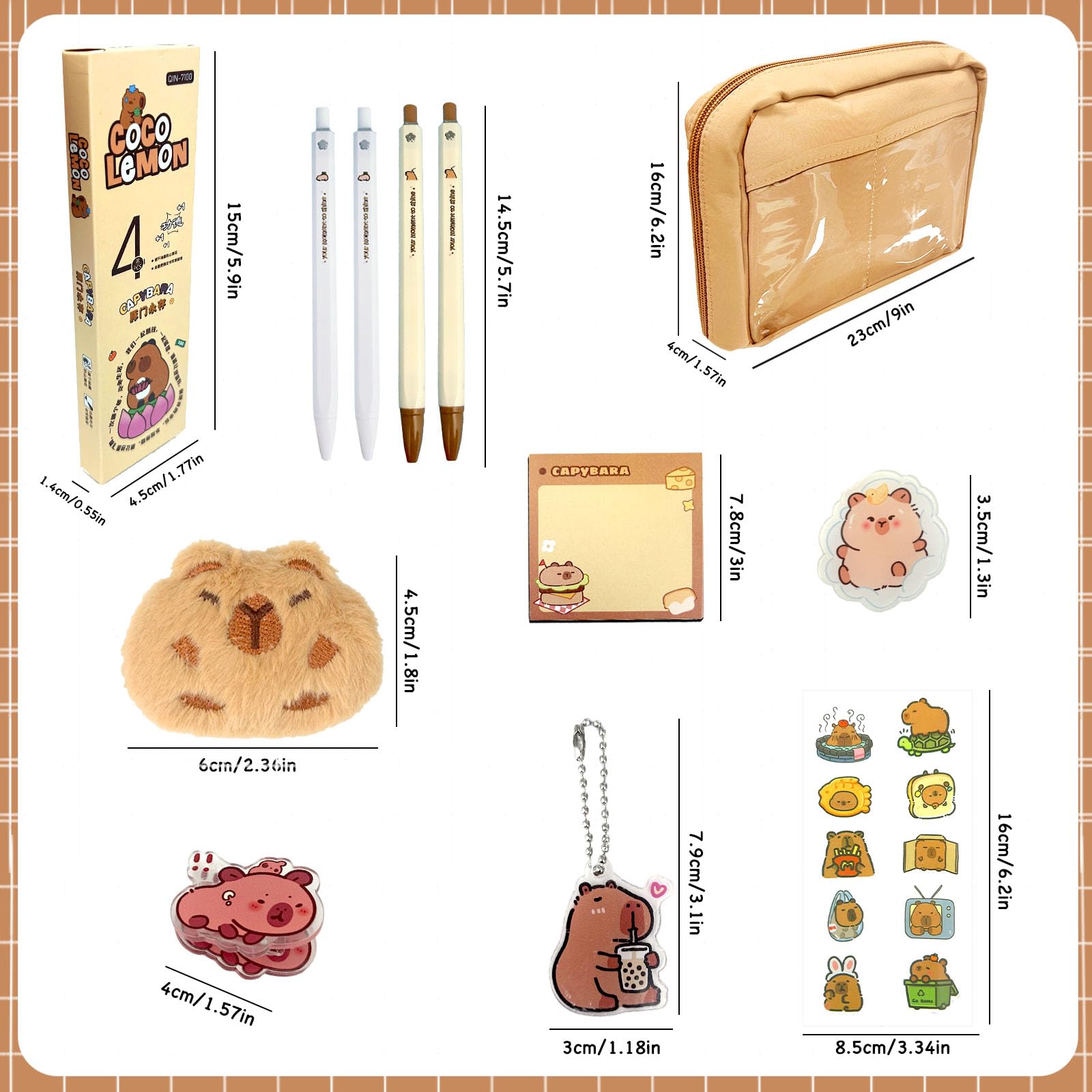 OptiPlay Capybara Pencil Case, Capybara Stationery Set, Capybara Stationery Set Include Capybara Pencil Case - Image 2