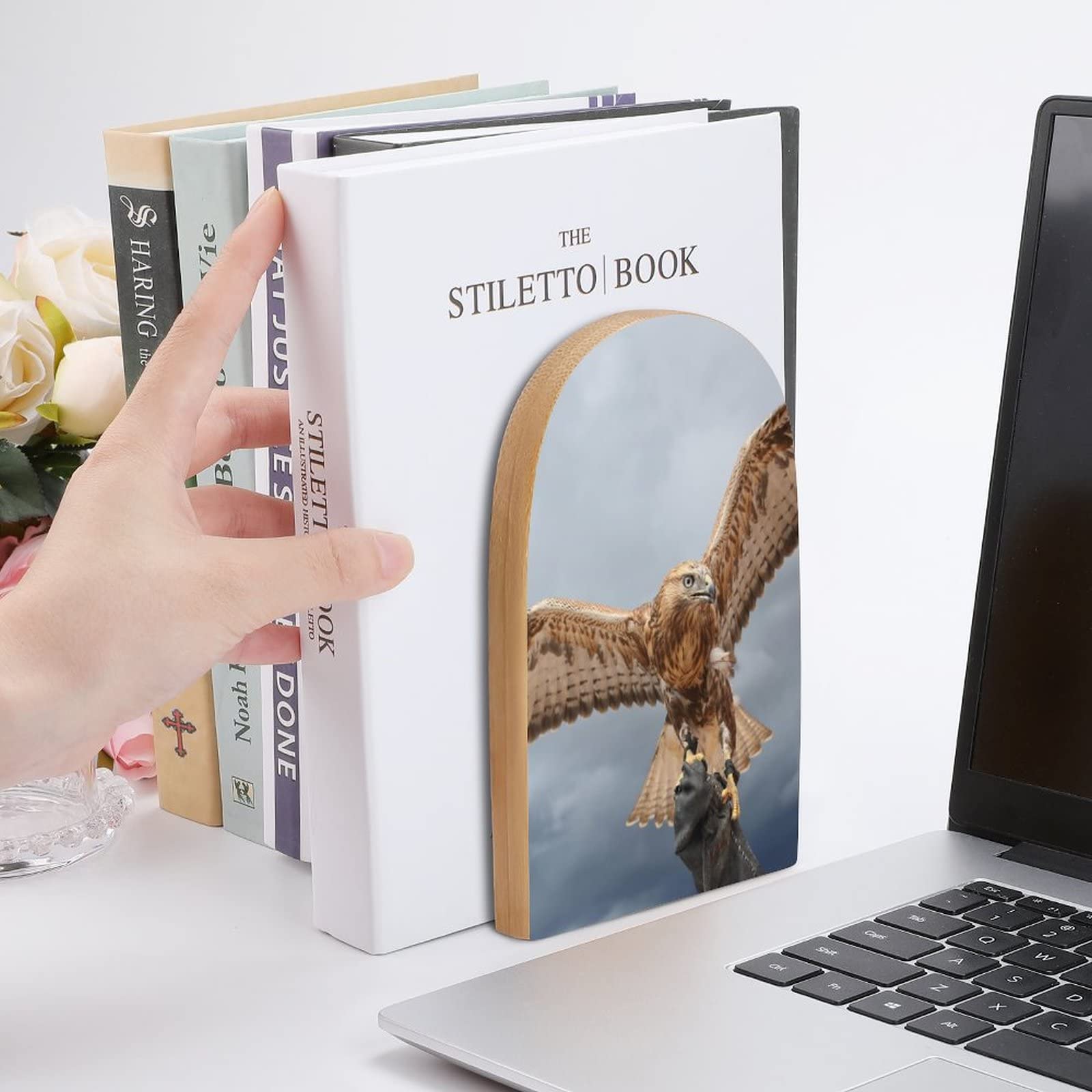 Fermalibri Legno Di Faggio - 2 Pezzi, 17x12x10.5 Cm, Antiscivolo, Per Libri E Riviste - Foto 8