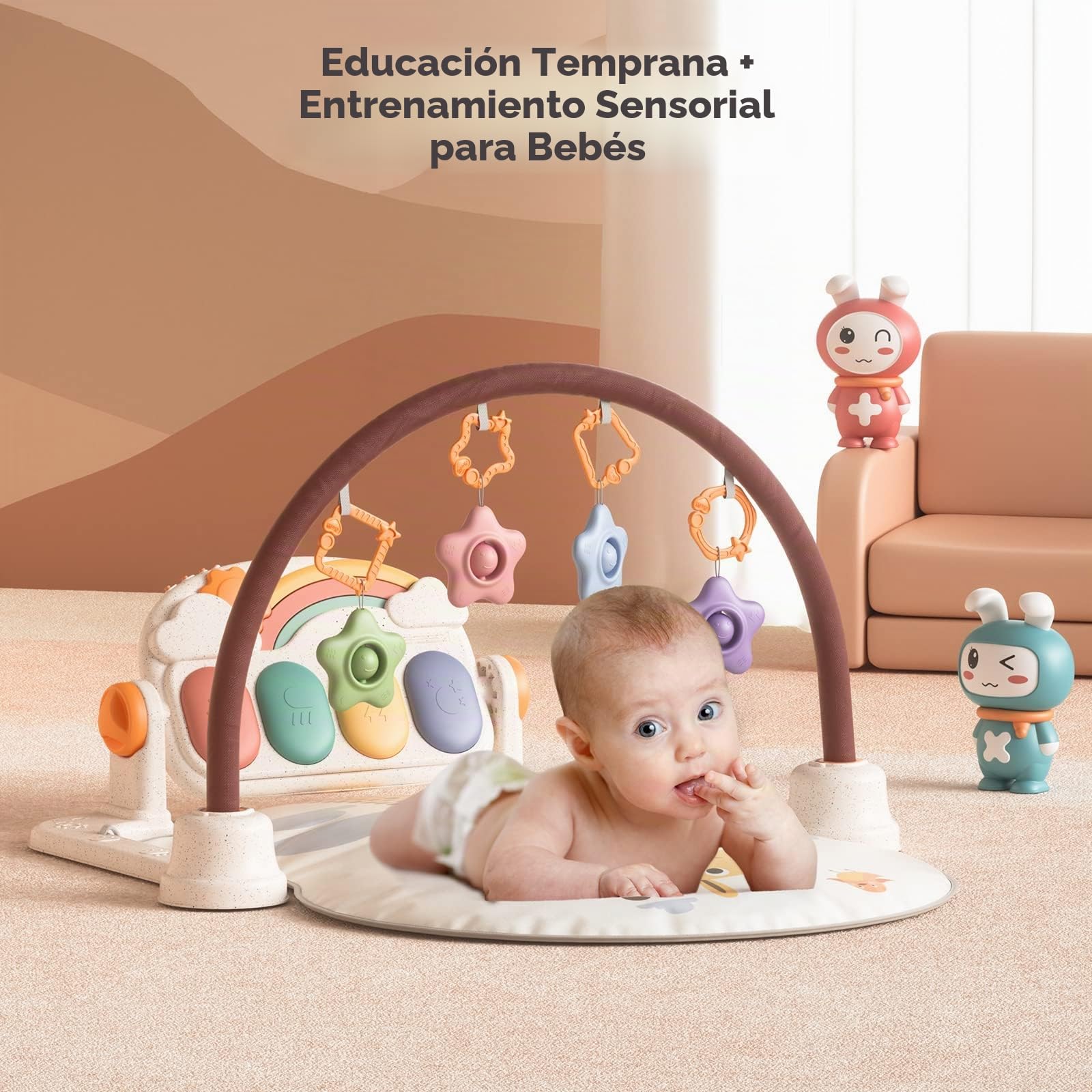 TUMAMA Baby Floor Gyms Playmats Actividad Gimnasio Sonidos Luces Música Kick Play Piano Niños Sonajeros colgantes Estera para gatear Suave Grueso Niño Recién nacido Regalos de vacaciones