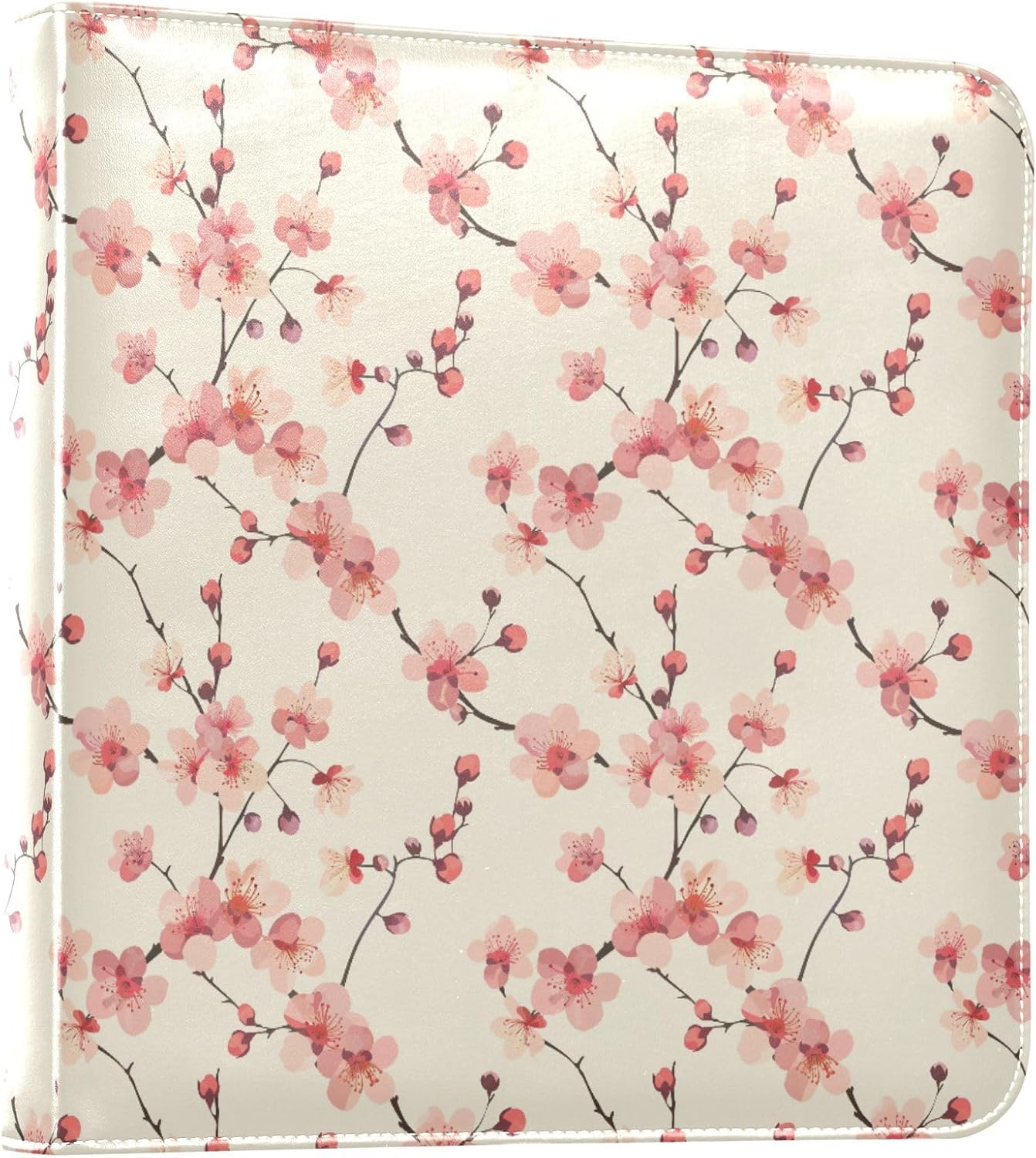 JIPONI Flower Plum Blossom Large Photo Album, DIY Leather Cover Scrapbook Albums for 4x6 5x7 6x8 Pictures, Self Adhesive Memory Book for Wedding, Baby, Family