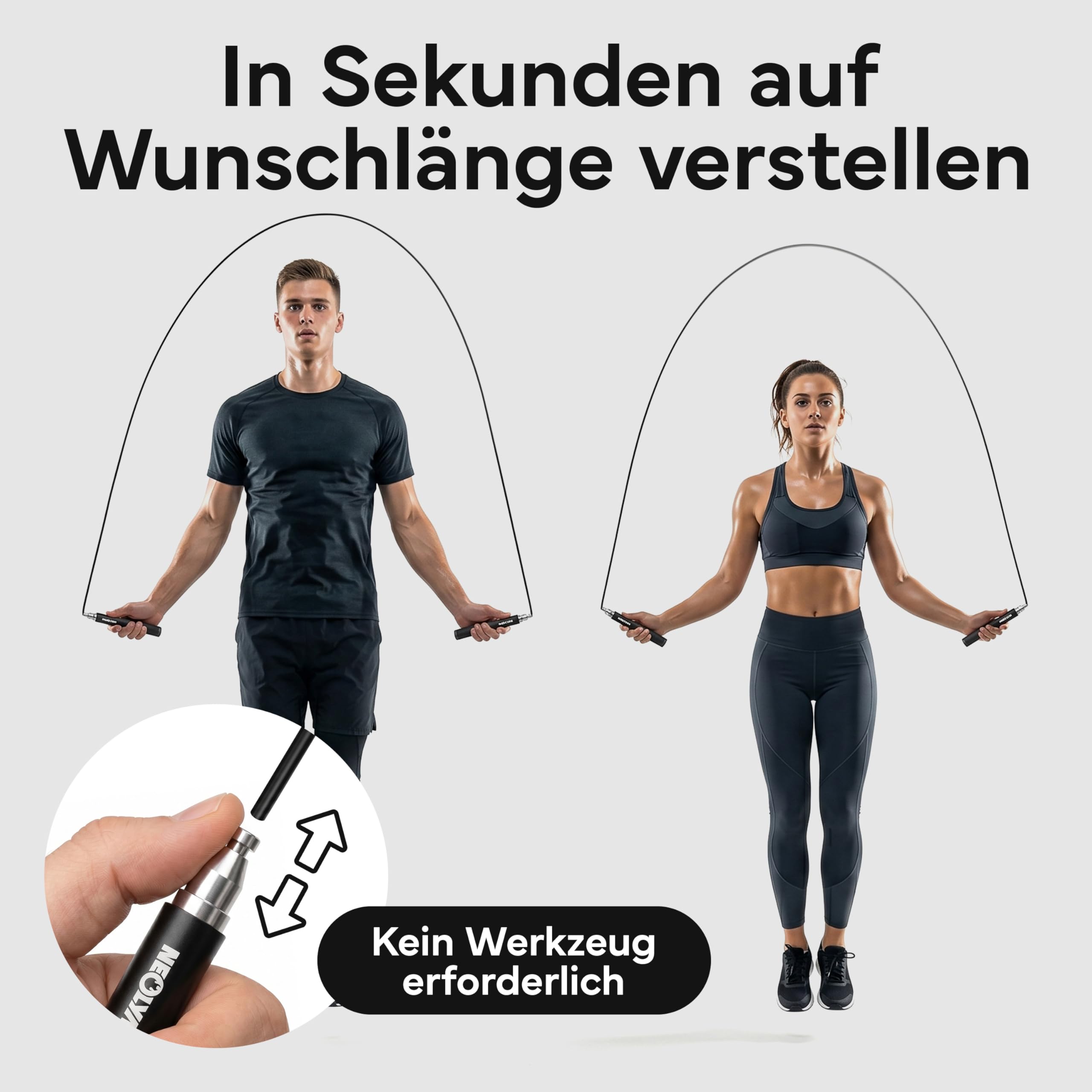 NEOLYMP Springseil Erwachsene Fitness - Speed Rope mit werkzeugloser Schnellverstellung - Ultraleicht Aluminium & 360° Kugellager - Premium Jump Rope für Crossfit Cardio Ausdauertraining