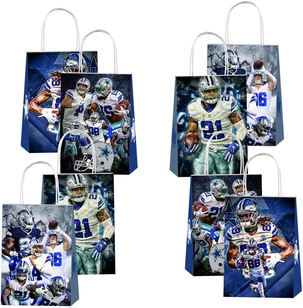 Bovulo 12pcs Cowboys Party Gift Bags with Handles, Football Birthday Party Supplies for Party Decorations - Image 5