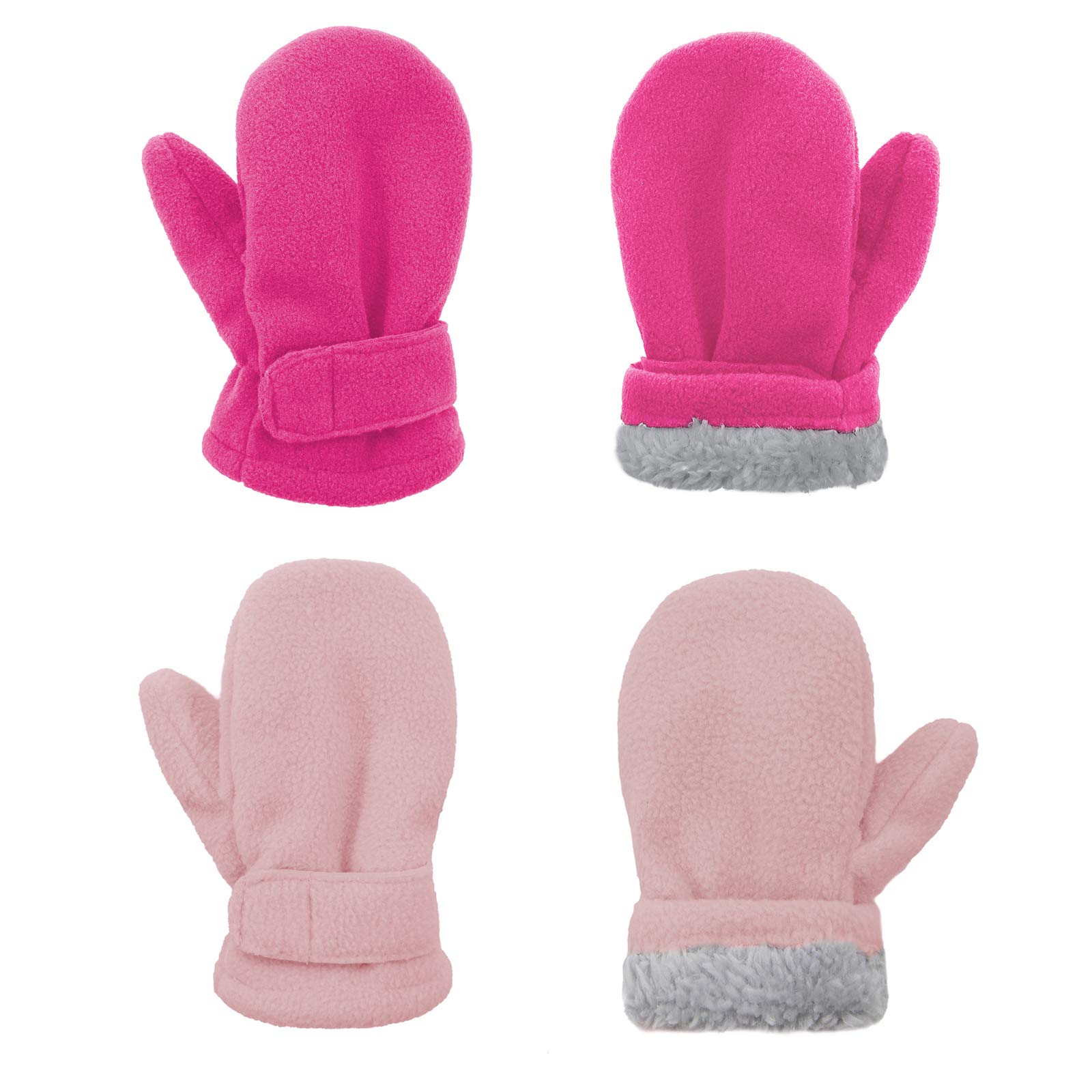 Guanti invernali per bambini foderati in pile guanti da sci per bambini guanti da sci impermeabili guanti da neve per bambini, Rosa rosso e rosa, M(Fits 1-2 years)