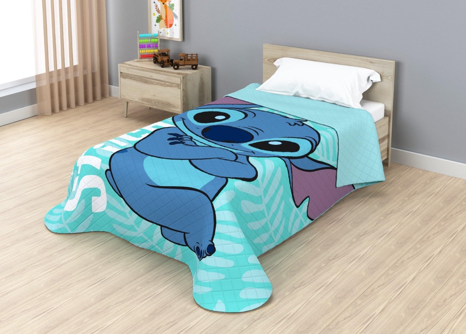 Disney Jay Franco Colcha Bouti Termosellada Stitch Leaf, 170 x 250 cm, Microfibra, Relleno 100gsm JE12750ET