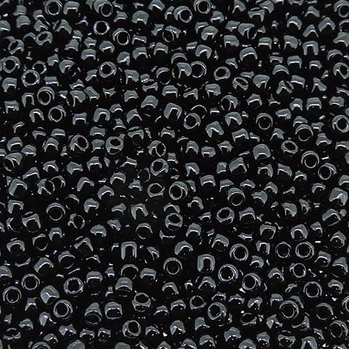 Miniatura 4 de Cuentas redondas tamaño 110, 0.99 oz, tubo de 6 pulgadas, TOHO Opaque Jet Black, color número 49