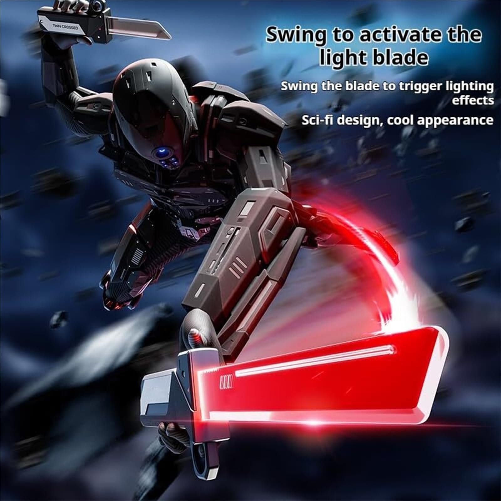Generico Giocattolo con Spada Laser Retrattile A Due Colori, Spada Laser 2 in 1 con Impugnatura Reversibile Rossa/Blu for Giochi di Ruolo, Feste E attività di Gioco di Ruolo