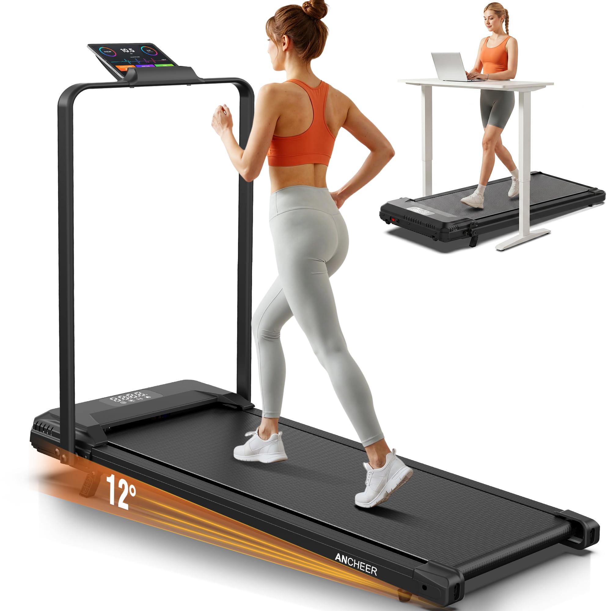 ANCHEER Walking Pad with Handle Bar, Foldable Treadmill for Home/Office