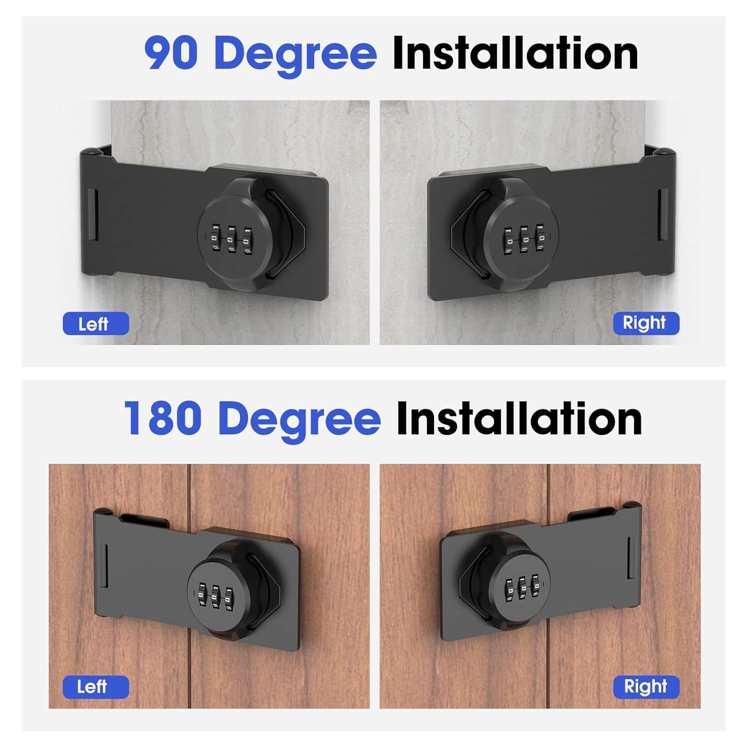 GOPINATH ECOM Password Cabinet Lock Zinc Alloy 3-Digit Combination Rotary Latch Keyless Door Security Lock for Cabinets Drawers Barn Gate Shed Home Office Fridge Safety Black Durable Design 3