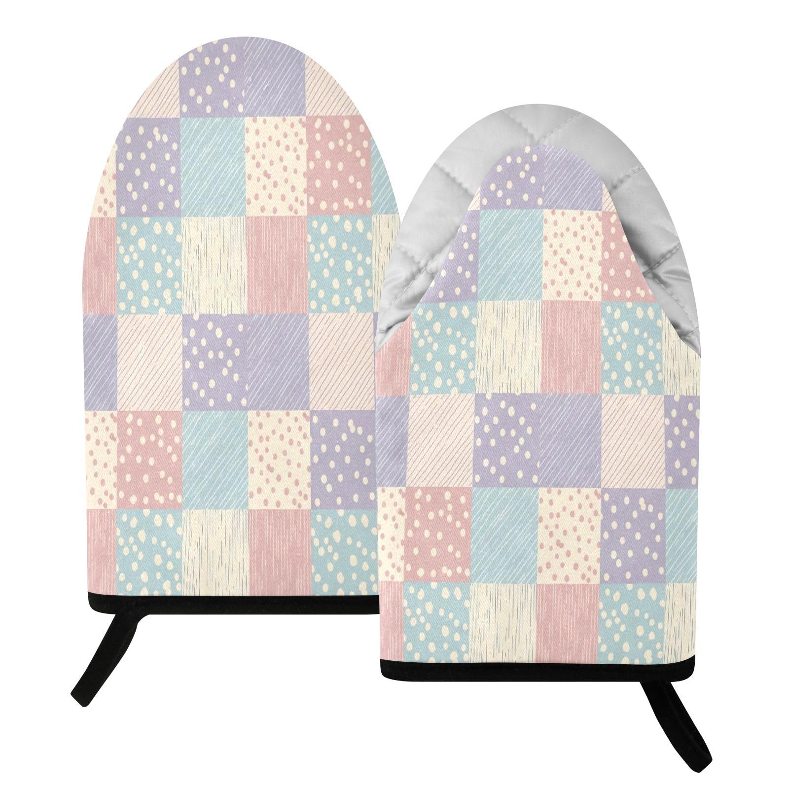 BURSTDDY Colorful Checkered Oven Mitt,Heat Resistant Kitchen Mitts for Cooking