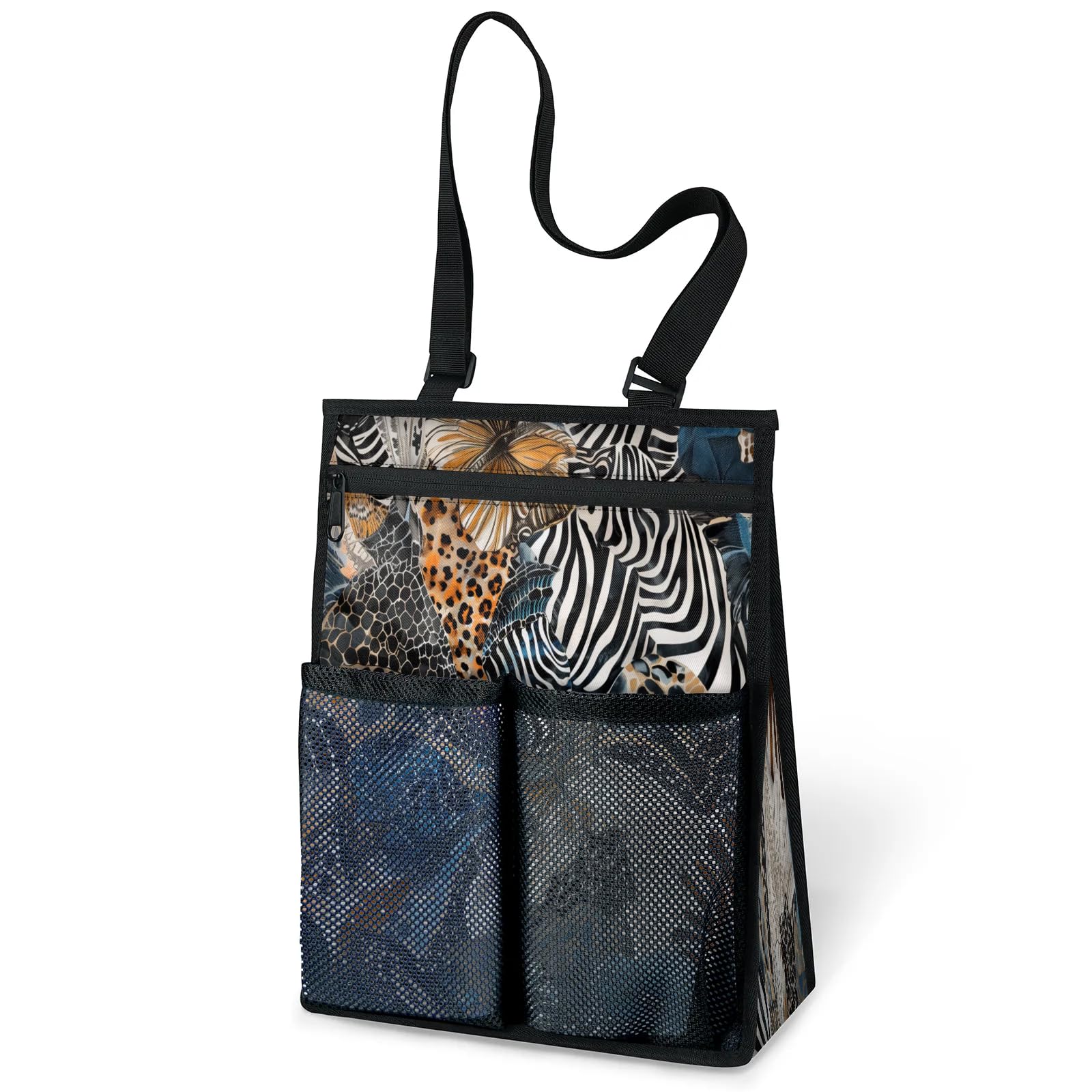 Ourtheme Art Animal Print Portable Shower Bag for Travel Gym Camp Beach Tote Shower Caddy Bags Hanging Toiletry