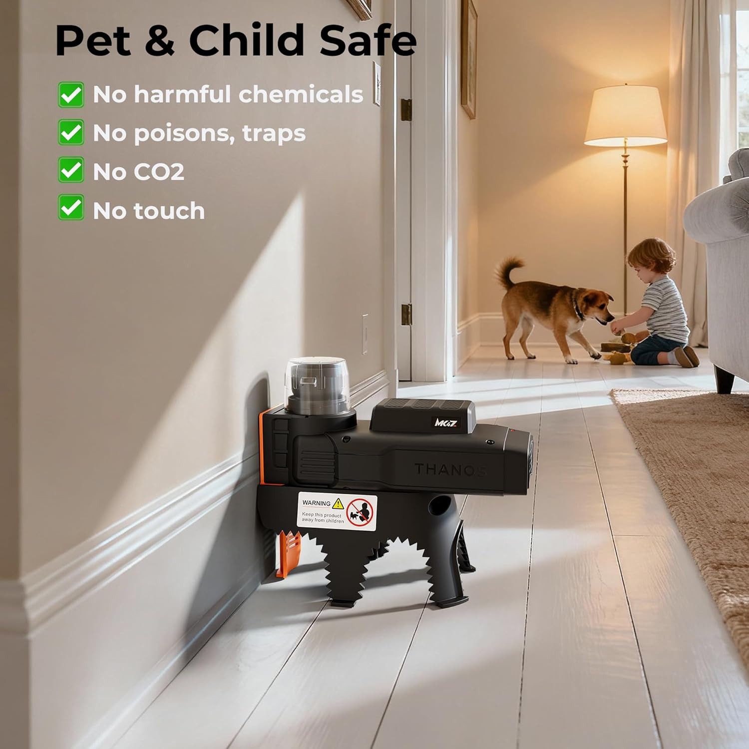 MK47 Automatic Rat & Mouse Trap, Battery Powered Fast Kill Squirrel and Rodent Trap with PIR Motion Sensor, Auto Reset Waterproof Reusable for Indoor Outdoor