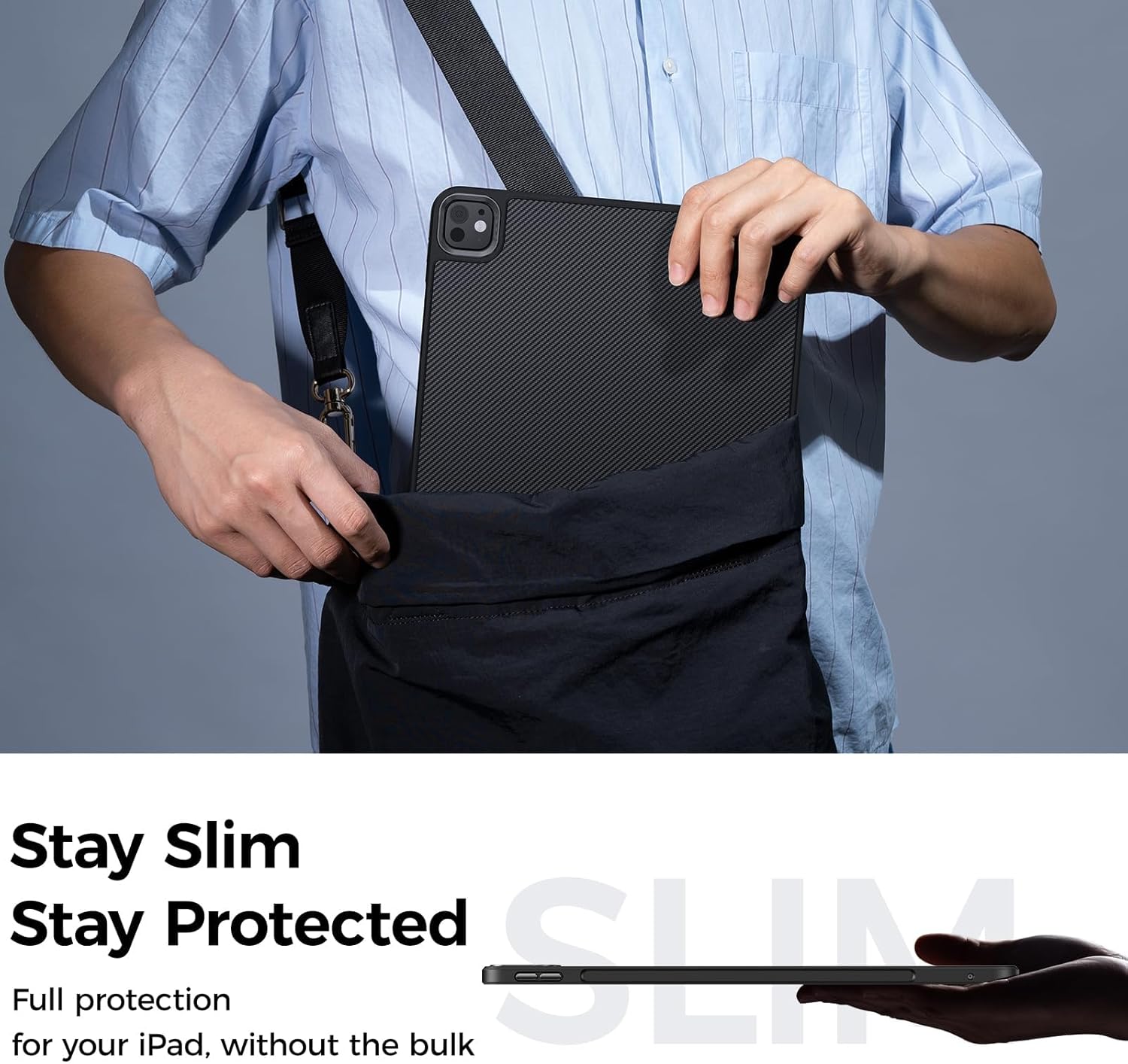 BENKS ArmorPro Case for iPad Pro 11 Inch (M5 2025/ M4 2024), Slim & Lightweight Shockproof Cover with Pencil Holder, Supports Apple Pencil Charging, Built with Dupont Kevlar Fiber and TPU - Image 6