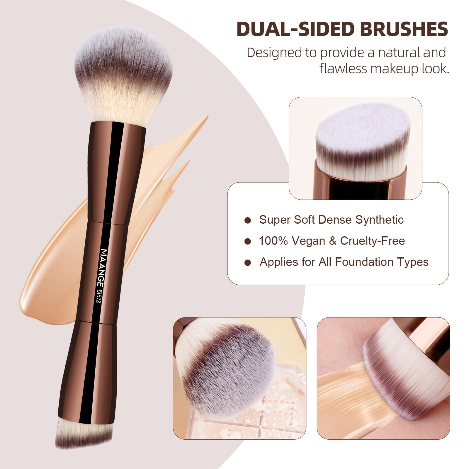 MAANGE Set di 20 pennelli per fondotinta, kabuki, a doppia estremità, pennelli per contouring, cipria, correttore, crema, cosmetici, miscelazione, fard, lucidatura, strumenti per il trucco del viso