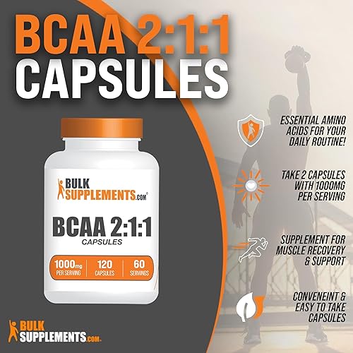 Miniatura 3 de BULKSUPPLEMENTS.COM BCAA 211 Cápsulas - Aminoácidos de cadena ramificada, suplementos de BCAA, cápsulas BCAA - BCAA 1000 mg, píldoras BCAA - Sin