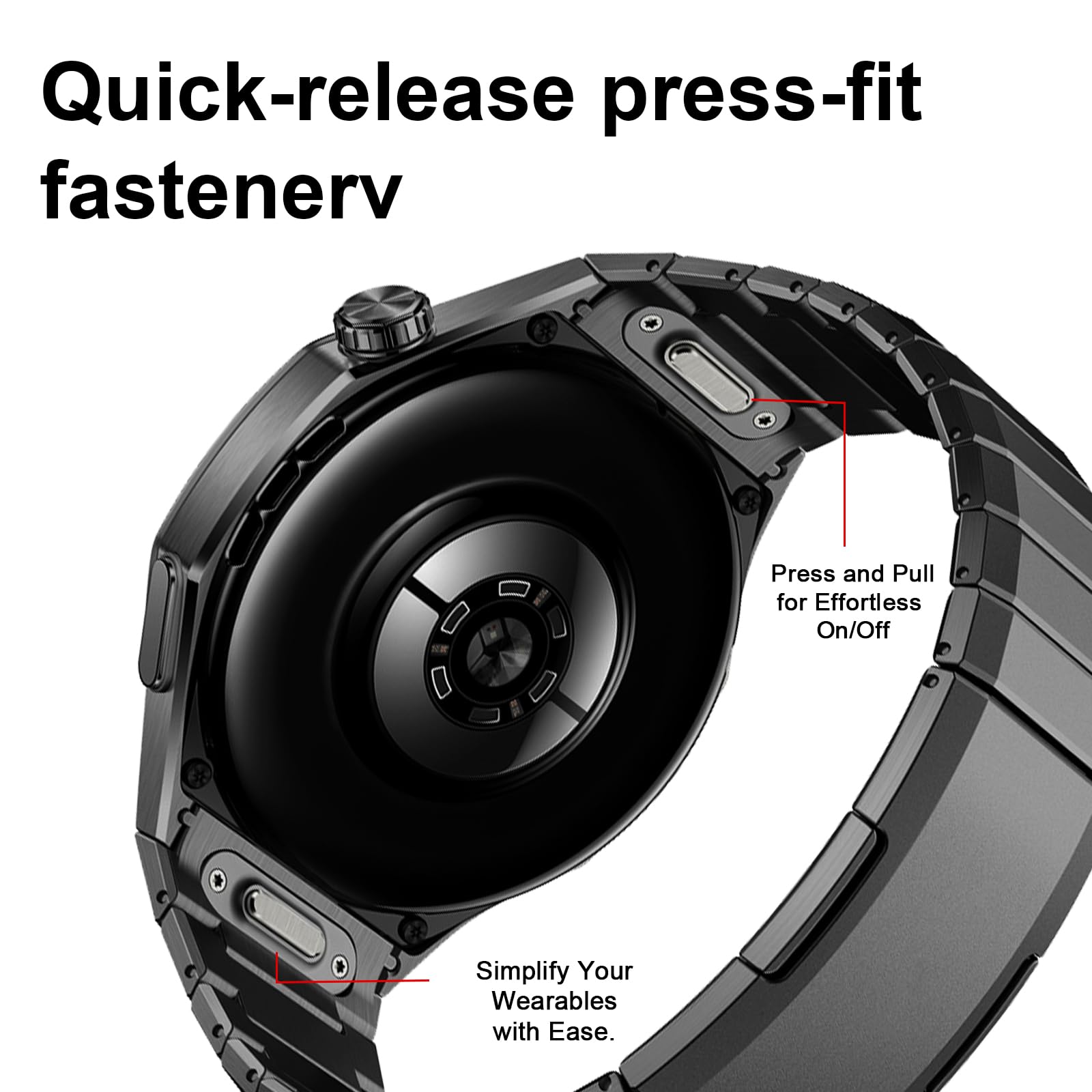Titanowy pasek kompatybilny z Huawei Watch GT 6 Pro 46mm Zaawansowany tytanowy pasek bez luk dla Huawei Watch GT 6 Pro Smartwatch Regulowany bez narzędzi Tytanowy pasek dla kobiet i mężczyzn, 46 mm
