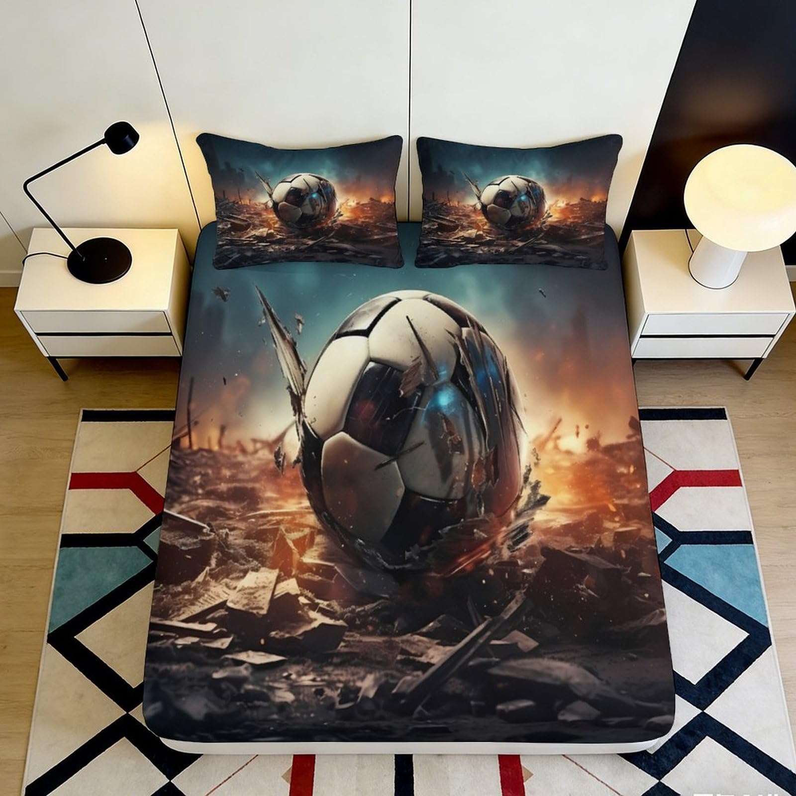 3D Printed Skateboard Fitted Sheet Microfiber Non-Slip Deep Pocket Bedroom Bedding Teen Skate Art Mattress Fitted Cover Washable 120x200x25cm