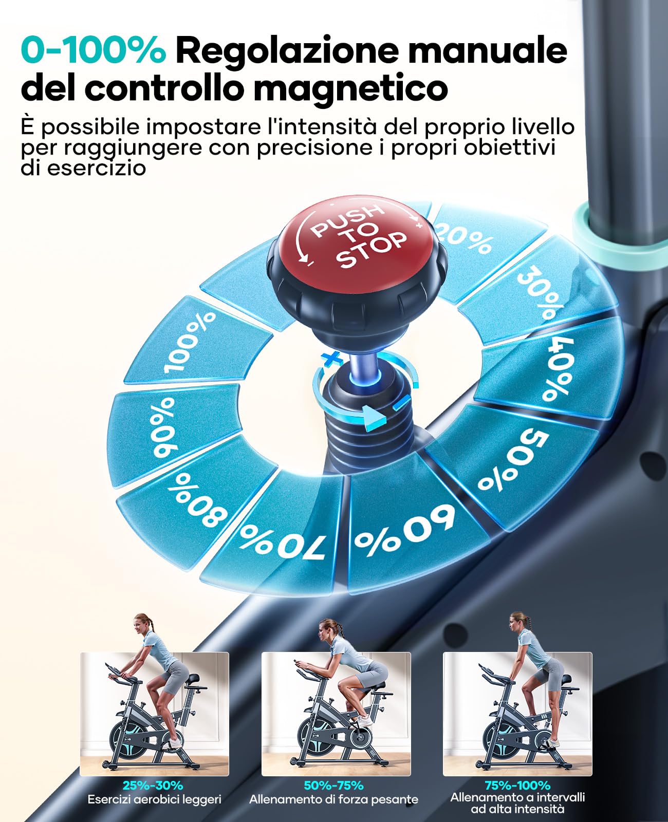 Toputure Cyclette da Casa con App, Cyclette per Casa con Resistenza Magnetica 0-100%, Volano da 15 kg, Sistema di Ammortizzazione, Schermo LCD, Supporto fino a 160 kg