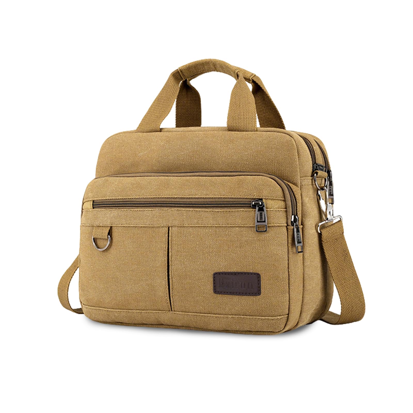 FANDARE Retro Aktentasche Herren Canvas Büro-Tasche Umhängetasche für 12,9-Zoll-Laptops Dokumententasche Mappe mit mehreren Fächern für Reisen Beruf Berufstätige & Geschäftsleute Messenger Bag