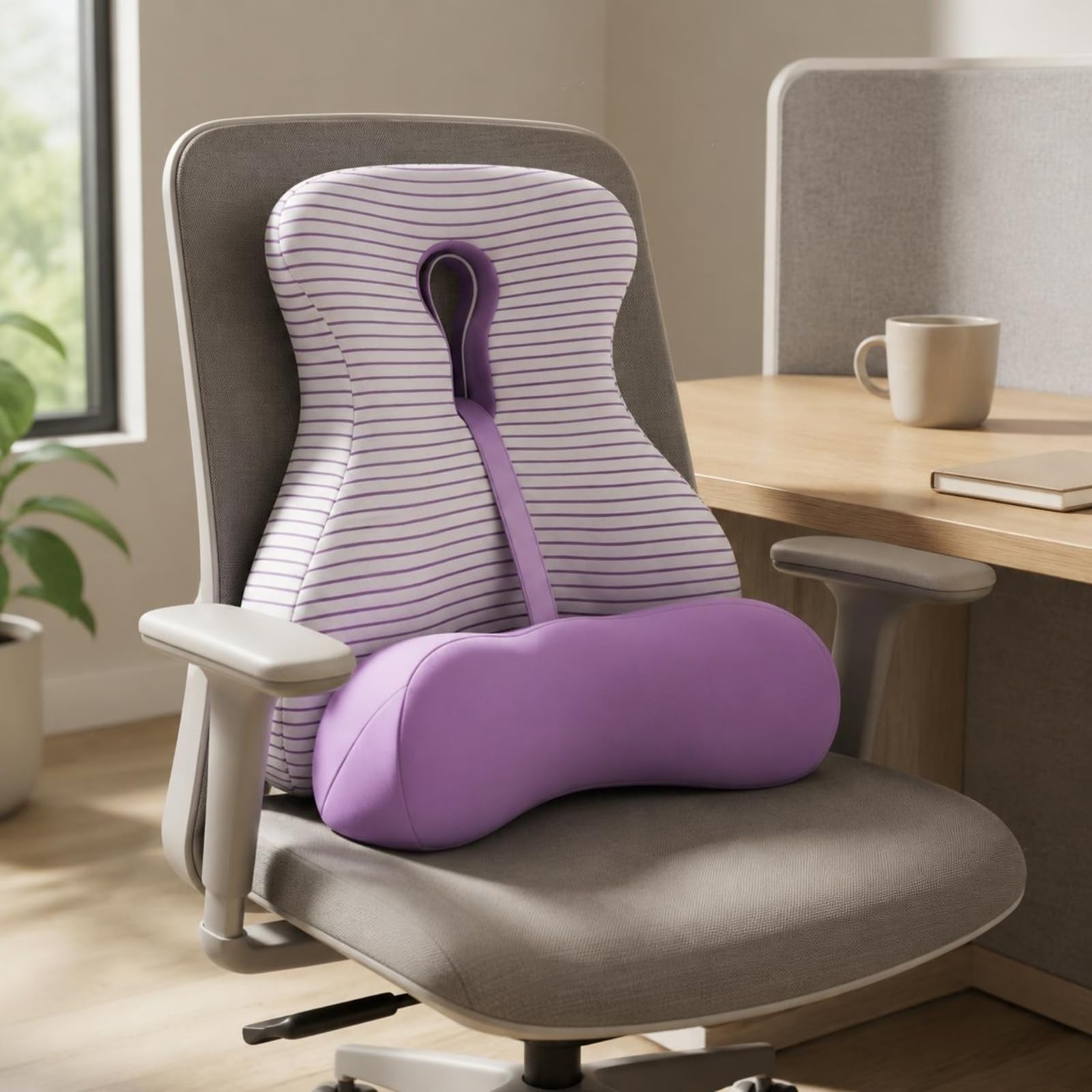 Amagogo Cojín Lumbar de Apoyo Respaldo Almohada Soporte Cojín con Centro Abierto para Ventilación y Descarga de Presión Espuma Viscoelástica de Moldeado, Gris, 42 14 49 Cm