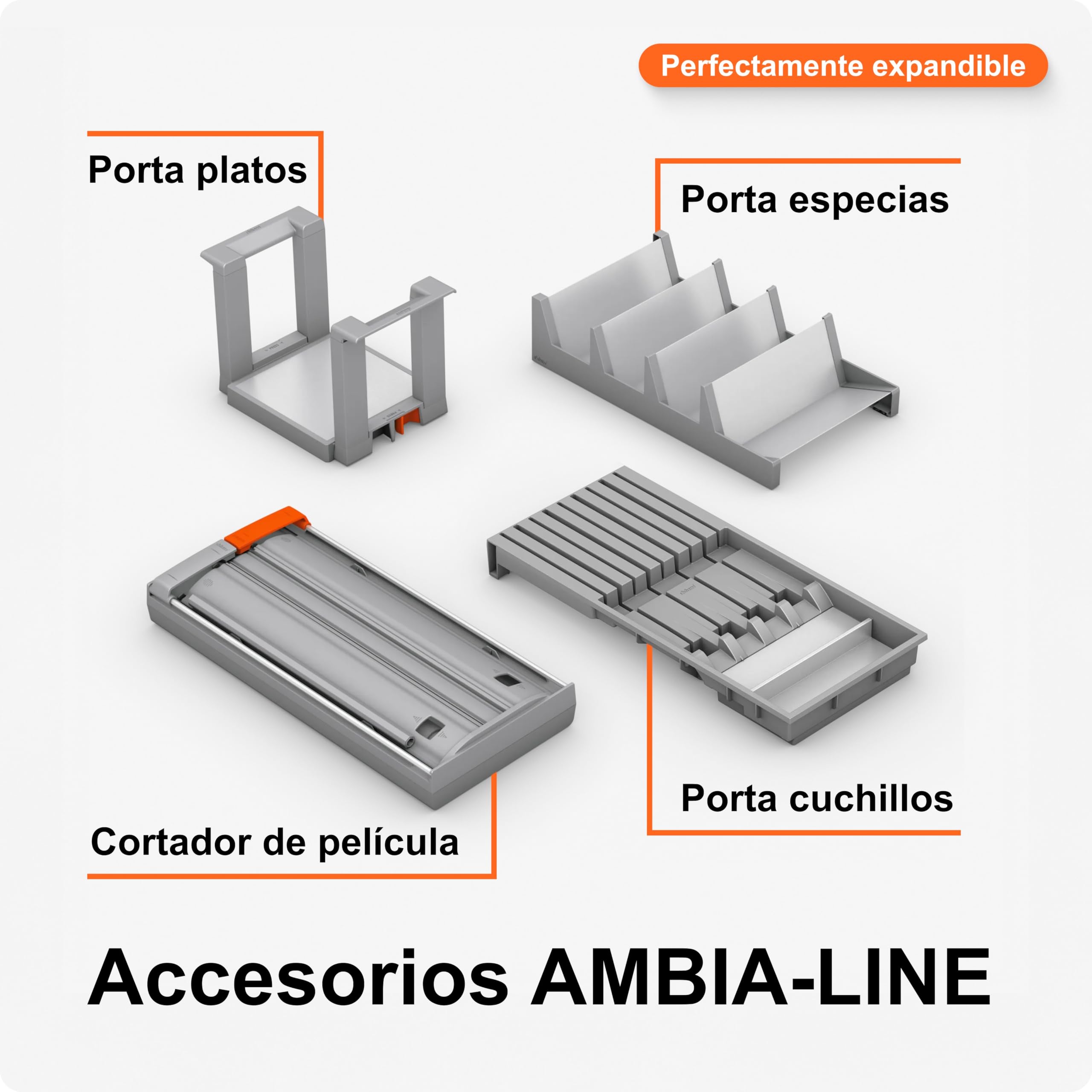 Portacuchillos de Blum I Cajón I Hasta 9 cuchillos I Plástico / Acero inoxidable I Extraíble I Cocina
