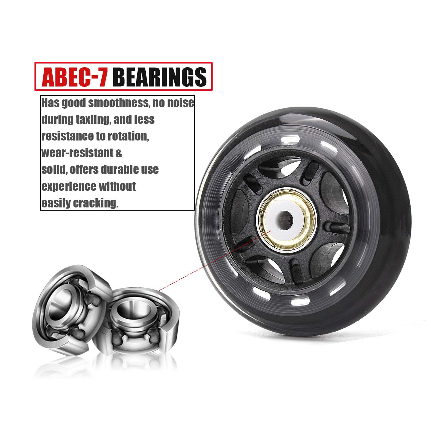 Ruote per pattini in linea, 64 mm/70 mm/76 mm, 82 A/84 A con cuscinetti ABEC-7, per interni ed esterni, ruote da allenamento per scooter, confezione da 8 (76 mm, 84 A)