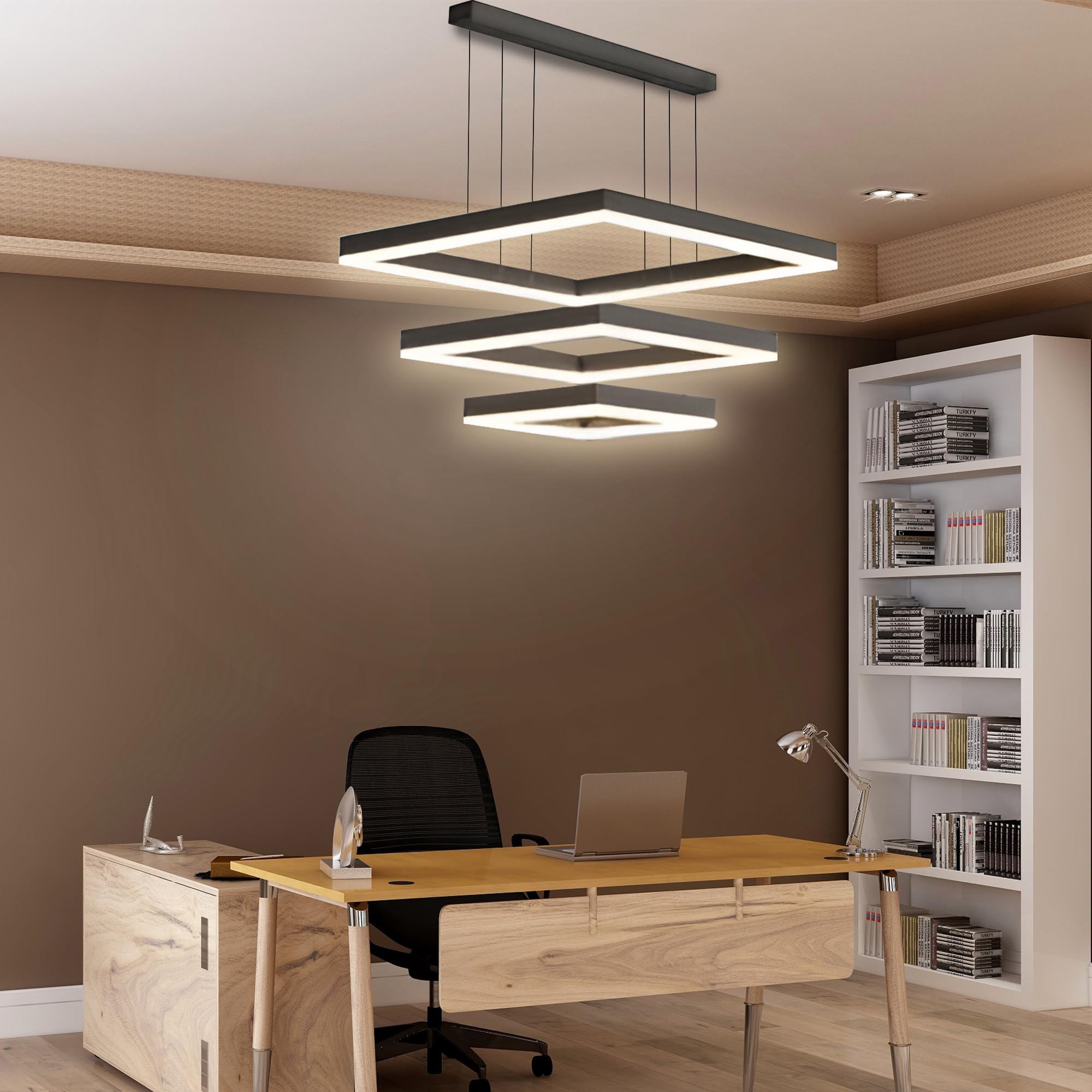 Arcadia Lampadario Led Soffitto a Sospensione Moderno con Luce Calda e Fredda Dimmerabile, Telecomando e App per Cellulare - Lampadario Camera da Letto, Soggiorno, Cucina e Cameretta - 5500 LM 60 Cm