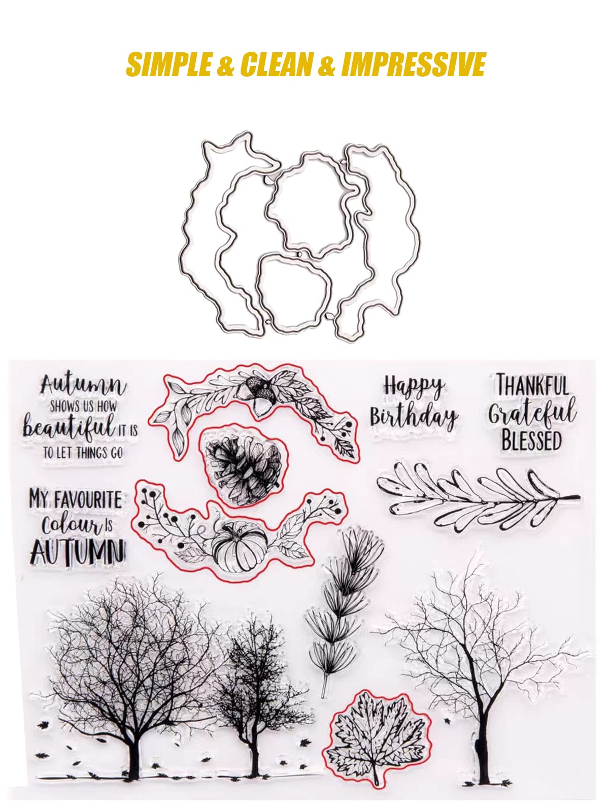 Trees Autumn Day Fall Happy Birthday Nuts Rubber Stamps Clear Stamps...