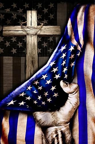 Letrero de metal retro con línea azul delgada y cristiana de policía para decoración de garaje, patio, hogar, exterior, 8 x 12 pulgadas