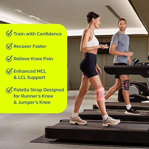 Miniatura 5 de Rodillera (talla única mediana) con estabilizadores dobles y almohadillas de gel para rótula, correas ajustables de 4 vías para artritis, lesiones