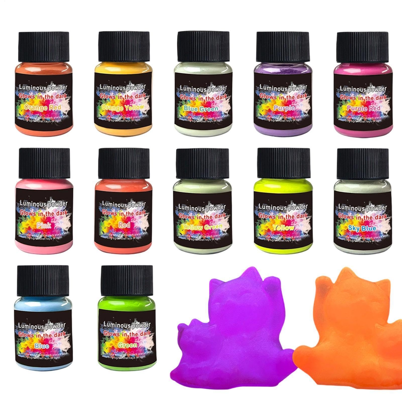 Pigmento Fosforescente Notturno 12 Colori Pittura Fluorescente Per Arte E | Pigmento Luminescente per Halloween Viaggi Esterni Casa Aula Scuola Studio Laboratorio Feste Corso d'Arte