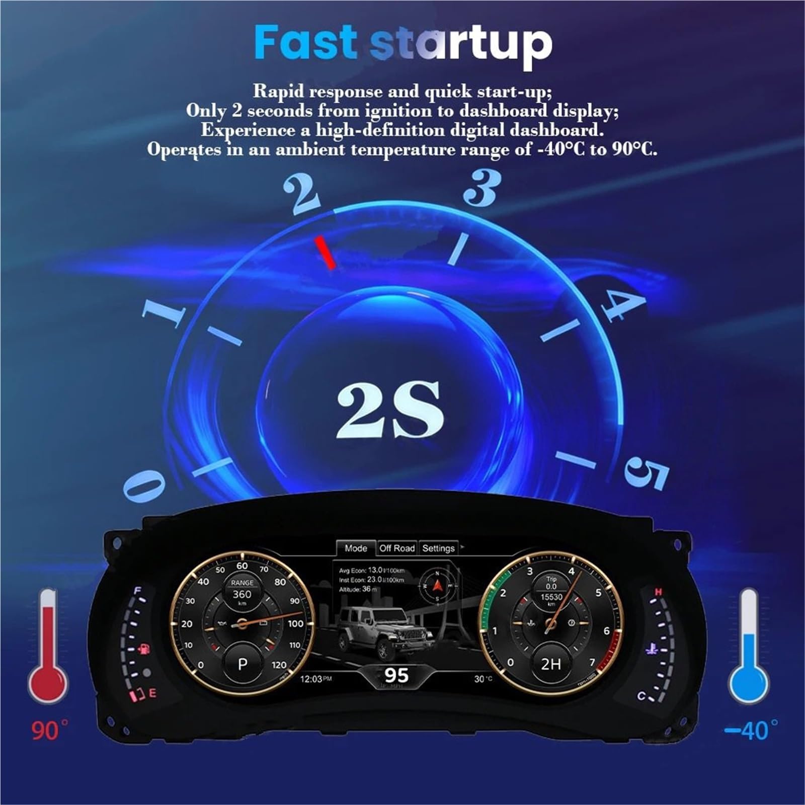 Cyfrowy miernik Do Wrangler 2011-2018 Wyświetlacz Head Up | Virtuele Cockpit Panelel 12.3 "1920*720P LCD Digitale Instrumentenpaneel Dashboard