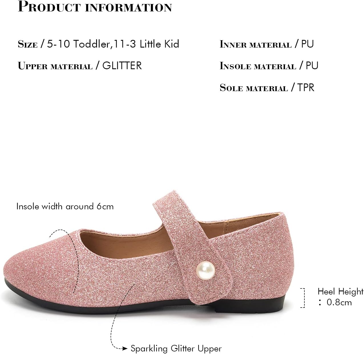 FUNKYMONKEY Toddler/Little Girl Mary Jane Dress Shoes Casual Slip on Ballet Flat - Image 6