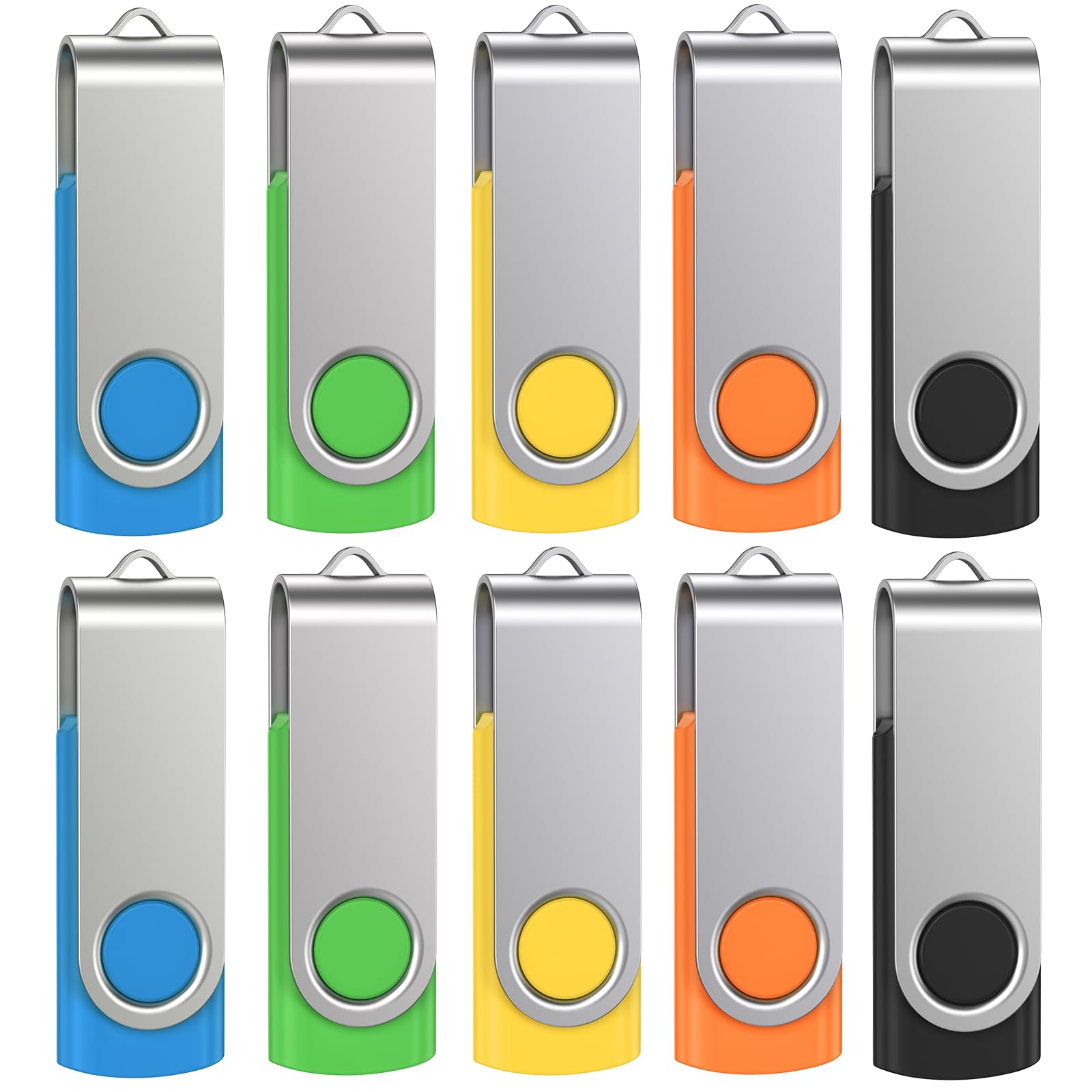 Uflatek Chiavette USB 16GB 10 Pezzi, USB 2.0 Pendrive 16GB, Memoria USB con Design Rotante, Chiavetta USB per PC Laptop TV, Multicolore