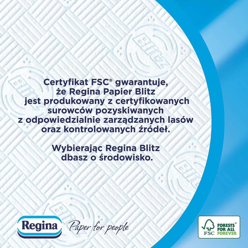 Regina Blitz Asciugamani per la casa, 5 rotoli da 100 fogli, asciugamano di carta a 3 strati, maxi foglie, confezione di carta, certificato FSC, cellulosa pura, test NIZP-PZH
