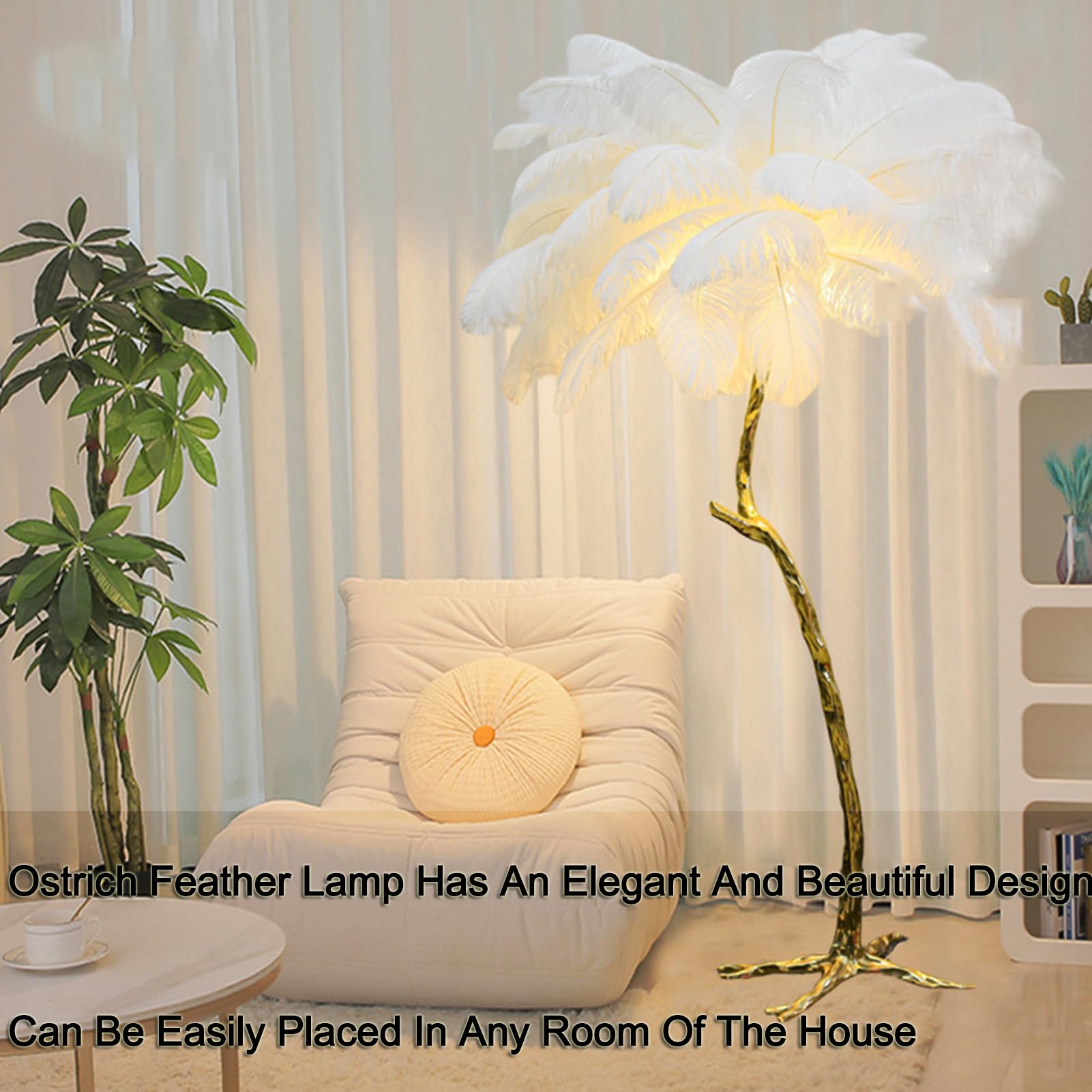 Amazon.co.jp : ダチョウの羽ランプ、リビングルーム用フェザーフロア