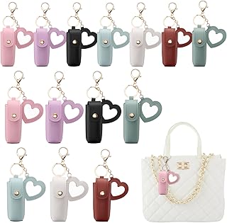 14 Pcs Lipstick Holder Keychain with Heart-Sh...