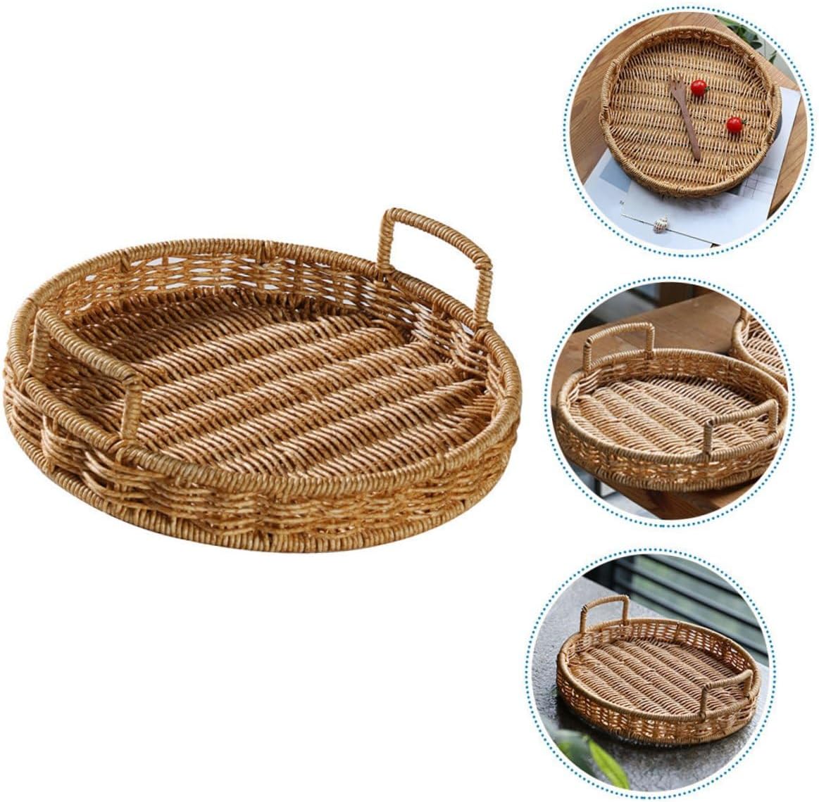 Woven Basket Serving Tray, Chic Bread Basket for Home Xmas