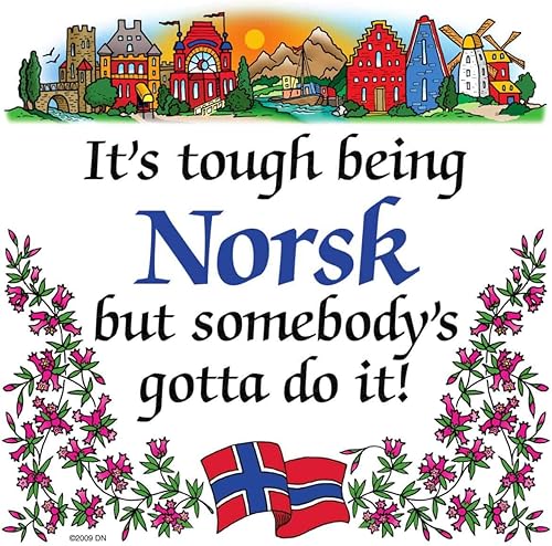 Azulejo de imán de regalo noruego (aunque sea norsk)