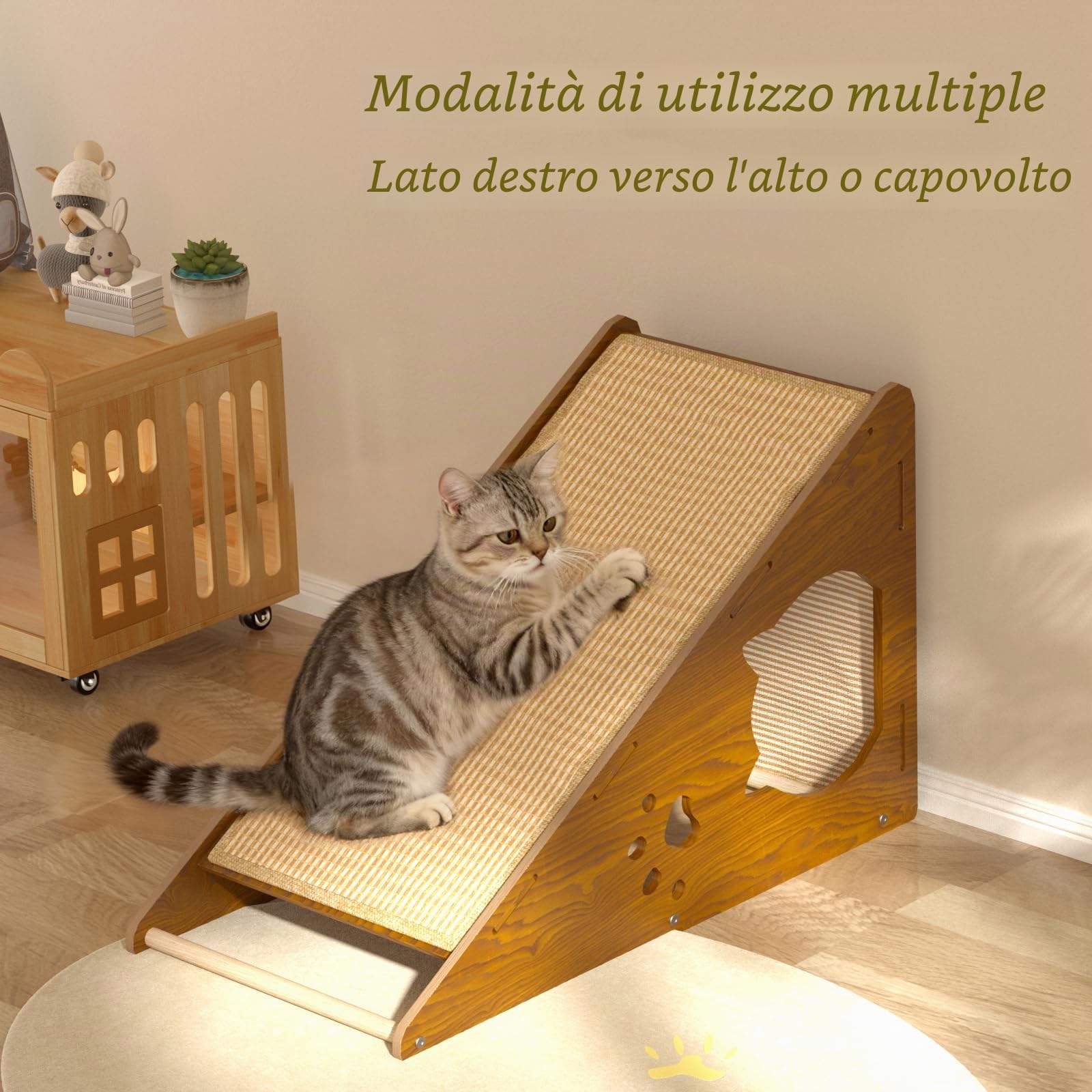 Tiragraffi per gatti, altezza 60 cm | cartone tiragraffi, con palla da gioco, corda di iuta e cartone ondulato, facile da montare