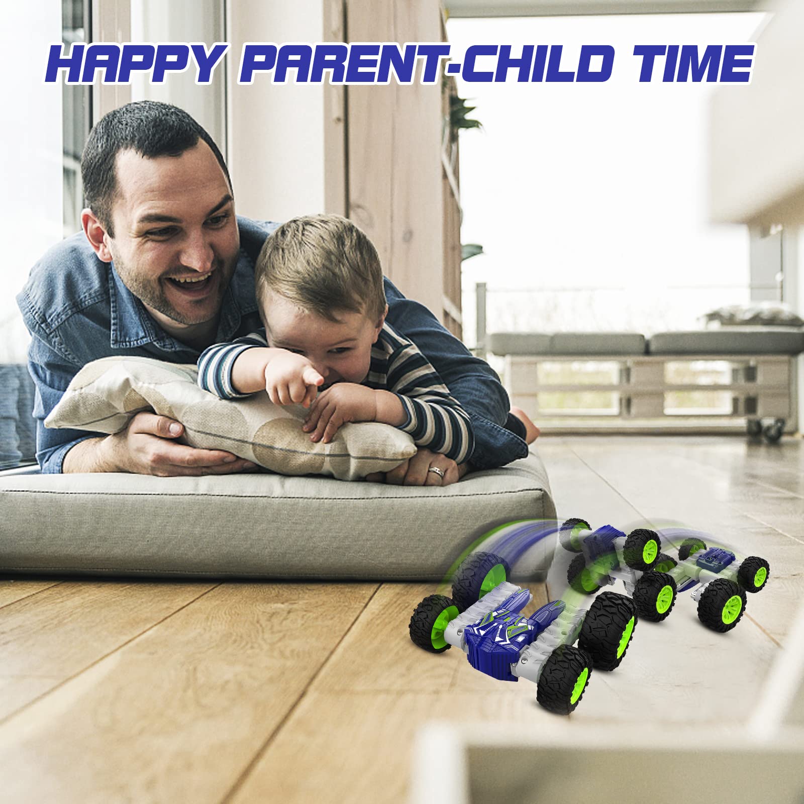 EYLM Macchina Telecomandata per Bambini 4WD RC Stunt Car 2.4GHZ Auto Radiocomandata con 360°Rotazione Acrobatica e Luce LED, Veicolo di Telecomando per Bambini Giocattoli Regalo