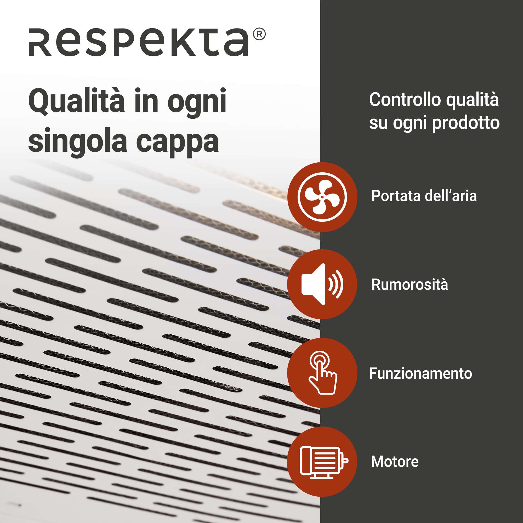 Respekta Cappa aspirante da incasso/cappa aspirante da incasso 50 cm/struttura in metallo/funzione di espulsione e ricircolo dell'aria / DH520WL / C / 52 – 68 dB