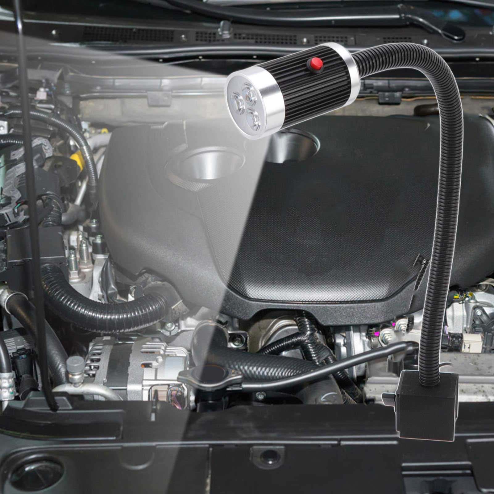 Aramox Magnetyczne światło Robocze, Aluminiowe światło Robocze LED na Gęsiej Szyi 24 V 9 W, 360 Stopni Elastyczna Szyjka Mocna Podstawa Magnetyczna Przełącznik Przyciskowy do Warsztatu Tokarki CNC