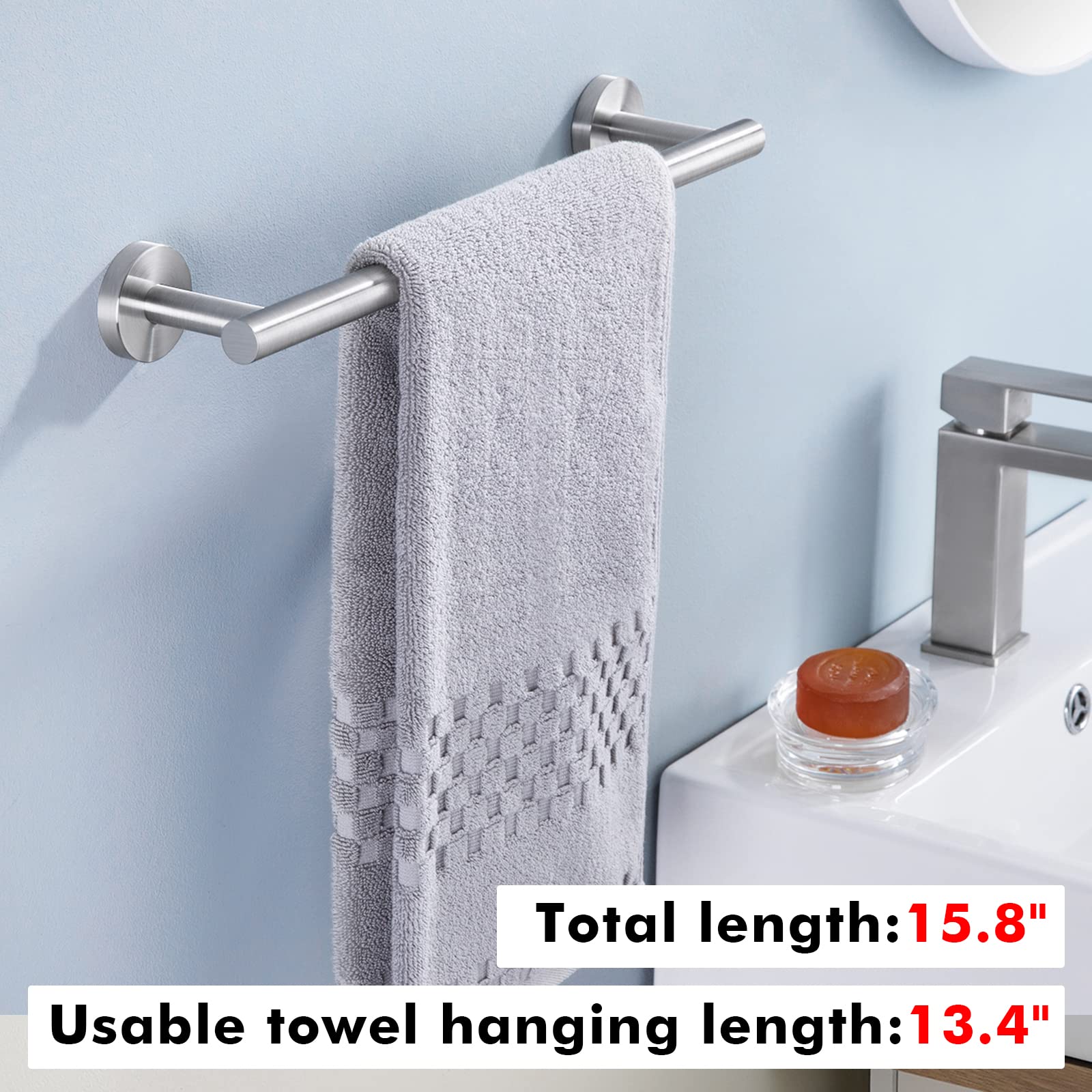 Porte-Serviettes Mural Salle De Bain Acier Inoxydable SUS304 - Longueur 40 Cm - Finition Polie - Support Max 5 Kg