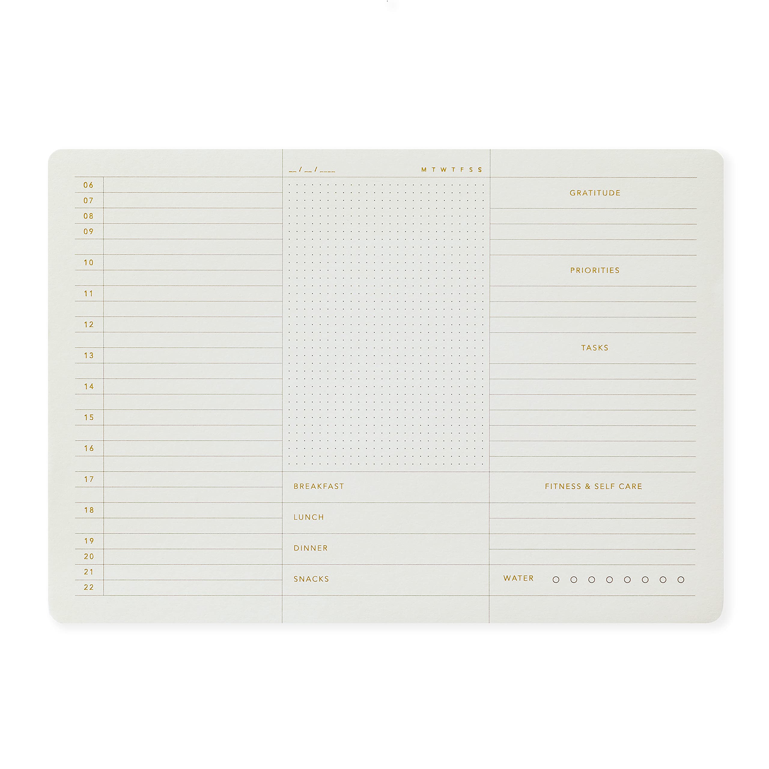 Elegant Time Blocking Planner - Undated Daily Schedule, Hourly Time Management, Tasks, To-Do List, Personal Organizer & Time Boxing Pad - 11.22" x 7.87", 52 Tear-Off Sheets, Gold Foiled