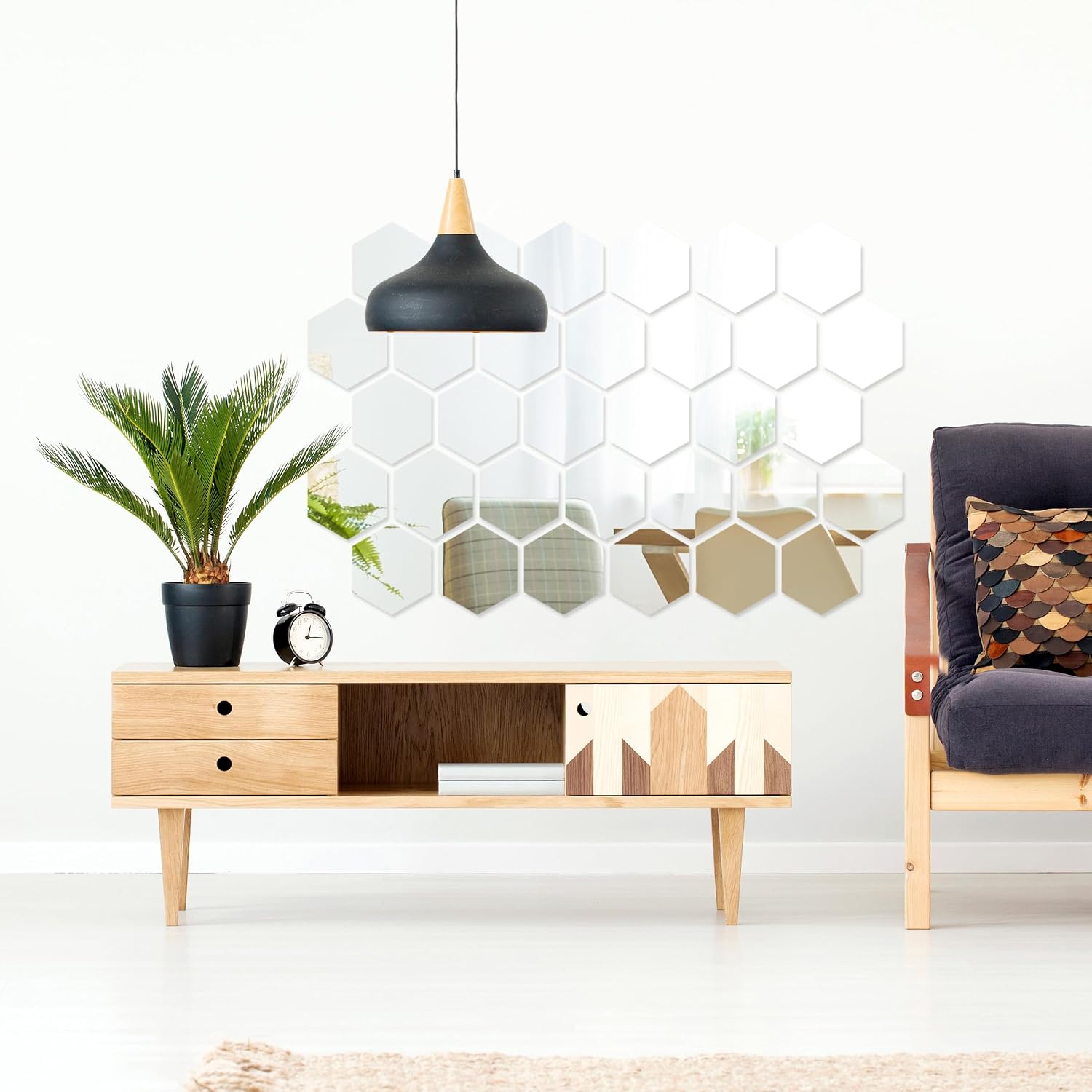 Shappy 32 Pcs Hexagon Mirror Wall Stickers, 18.4 x 16 x 9.2 cm image 5