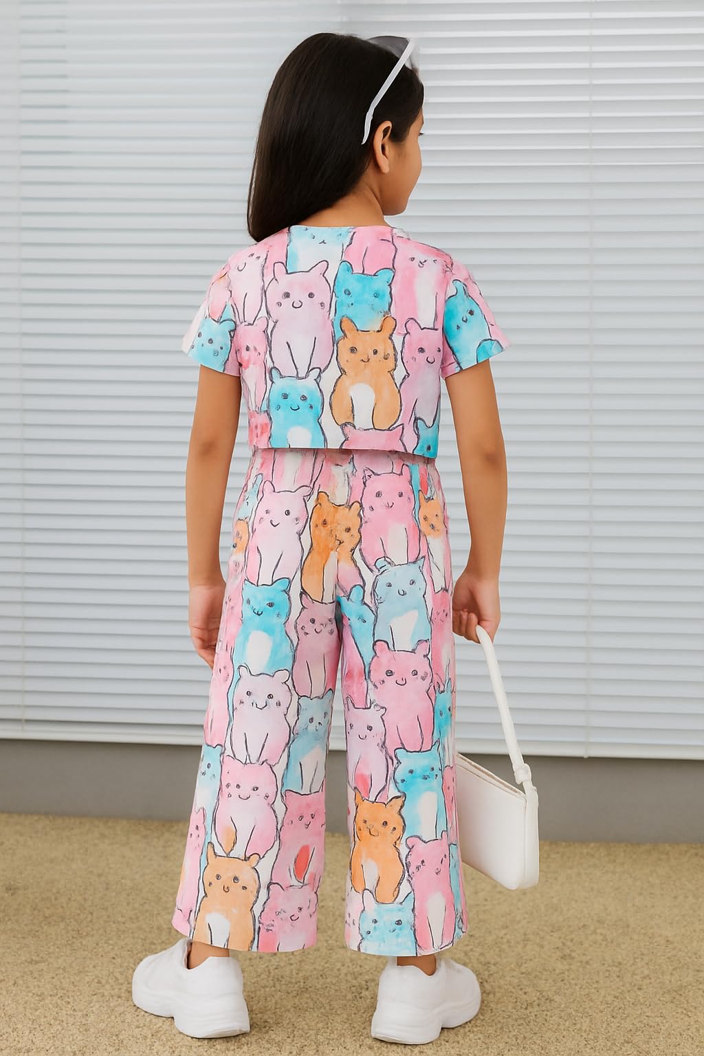 EMBLIKA Stylish Co-ord Set for Girl | Comfortable Fit | Girls Fashion Co-ord Set | Coordinated Outfit | Top With Palazzo | Printed Clothing Set | Top And Pant Set 3