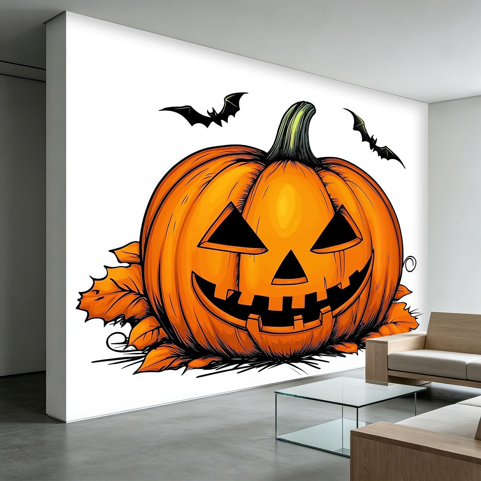 Niestandardowa fototapeta 3D, 250 x 175 cm, Halloween, dynie, mural, gruba włóknina, biała tapeta do salonu, tło telewizyjne