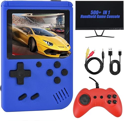Consola de juegos portátil retro de mano, pantalla grande de 2.8 pulgadas con más de 500 juegos clásicos compatibles para conectar TV y dos