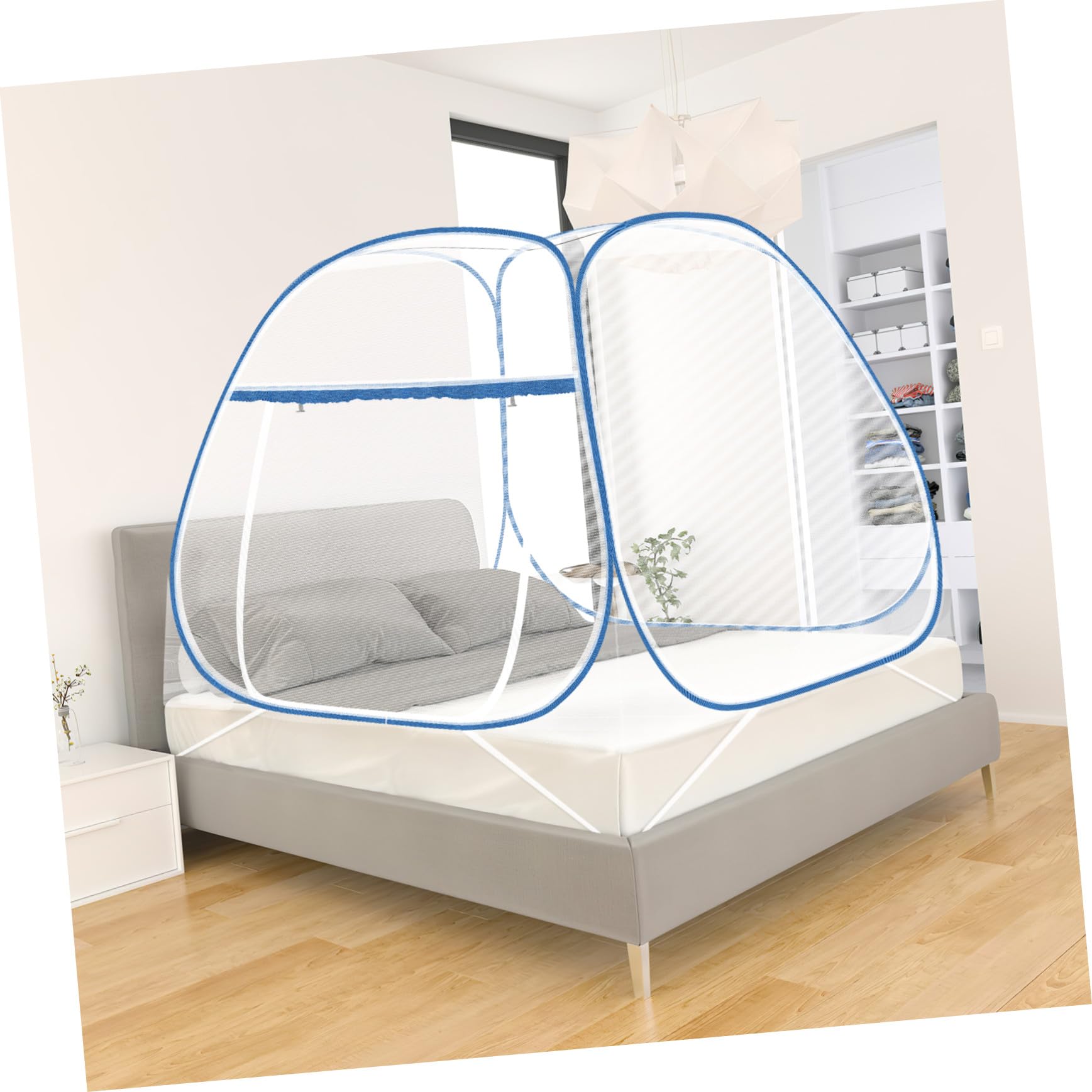 Moustiquaire de lit pliable contre les insectes avec fermeture éclair déhoussable