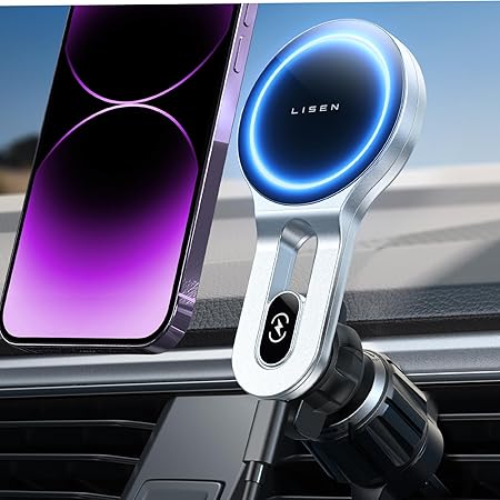 LISEN For IPhone 16 Magsafe Car Mount Charger, Fast Charging 15W Magnetic Wireless Car Charger Air Vent For IPhone 16 Pro Max, Vent Phone Mount For Car Wireless Charger Fits IPhone